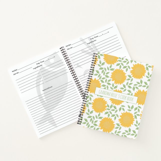 Cute Sunflower Pattern Grandma's Recipe Notebook (Inside)