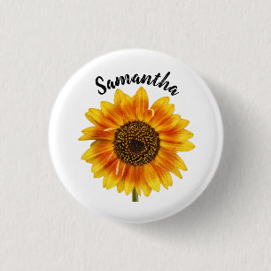 Cute Sunflower Personalised 3 Cm Round Badge
