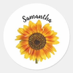 Cute Sunflower Personalised Classic Round Sticker