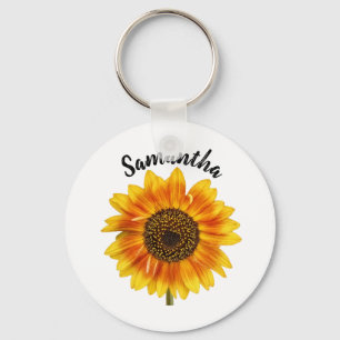 Cute Sunflower Personalised Key Ring