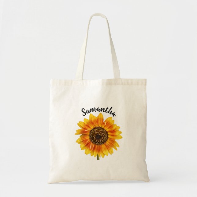 Cute Sunflower Personalised Tote Bag (Front)