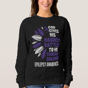 Cute Sunflower Purple Ribbon Epilepsy Awareness Sweatshirt