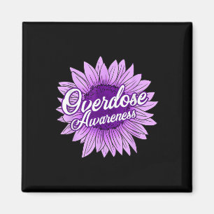 Cute Sunflower Purple Ribbon Opioid Overdose Aware Magnet