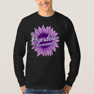Cute Sunflower Purple Ribbon Opioid Overdose Aware T-Shirt