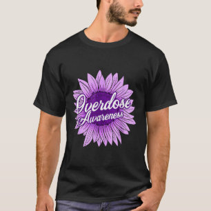 Cute Sunflower Purple Ribbon Opioid Overdose Aware T-Shirt