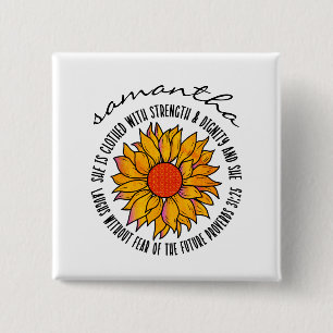 Cute sunflower scripture bible verse 15 cm square badge