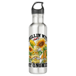 Cute Sunflower Summer Gnomes For Mom Chillin With 710 Ml Water Bottle