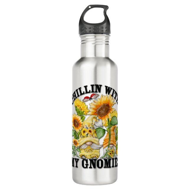 Cute Sunflower Summer Gnomes For Mum Chillin With 710 Ml Water Bottle (Front)