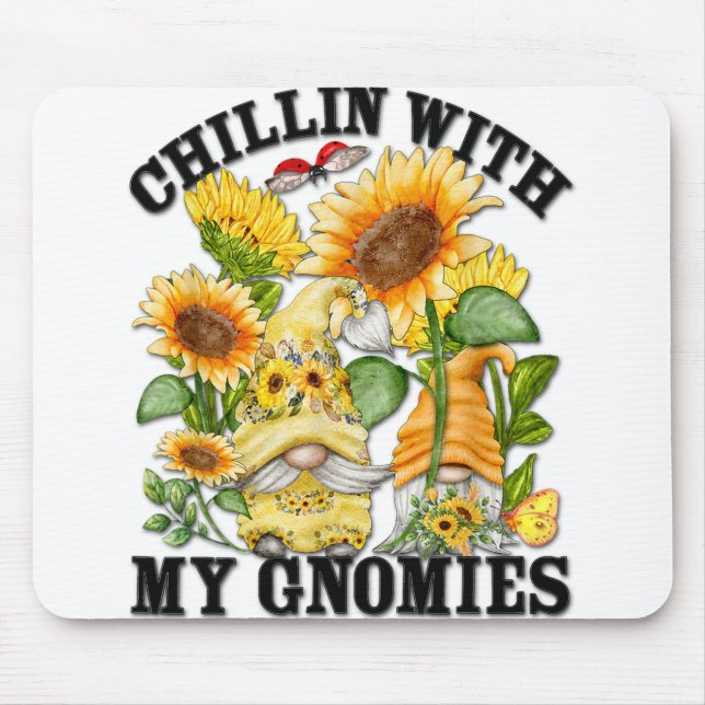 Cute Sunflower Summer Gnomes For Mum Chillin With Mouse Pad (Front)