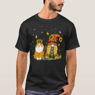 Cute Sunflowers Gnome With Norwegian Forest Cat Ow T-Shirt