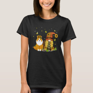 Cute Sunflowers Gnome With Norwegian Forest Cat Ow T-Shirt