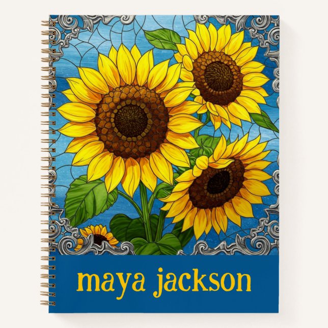 Cute Sunflowers Personalised Notebook (Front)