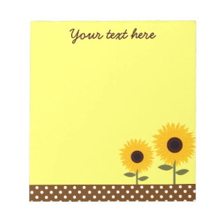 Cute Sunflowers Yellow and Brown Dot Notepad