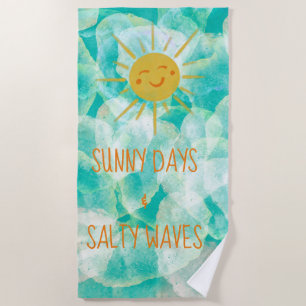 Cute Sunny Days & Salty Waves Beach Towel
