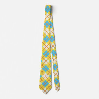 Cute Sunny Yellow and Blue Argyle Pattern Tie
