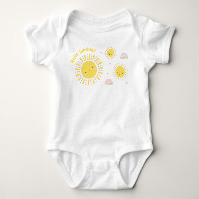 Cute suns, rainbows and hearts baby bodysuit (Front)