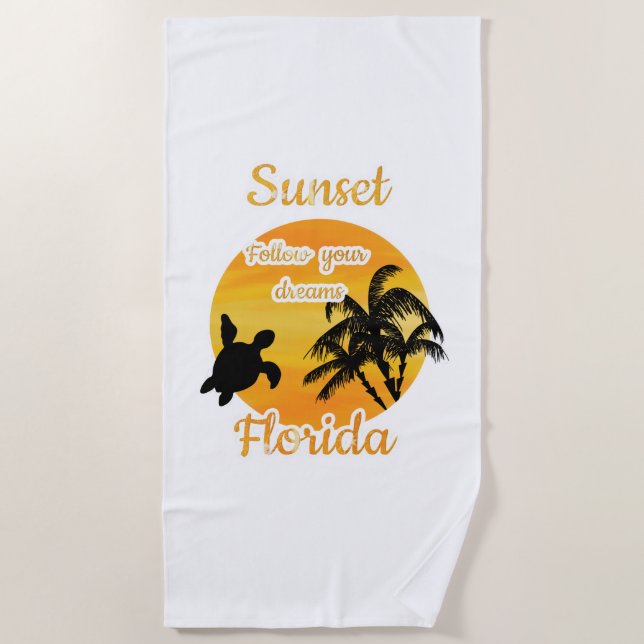 Cute Sunset in Florida   Beach Towel (Front)