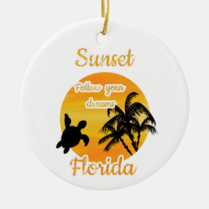 Cute Sunset in Florida Ceramic Tree Decoration