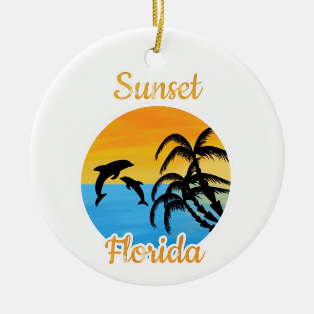 Cute Sunset in Florida  Ceramic Tree Decoration (Front)