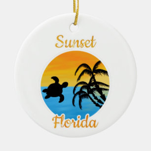 Cute Sunset in Florida Ceramic Tree Decoration
