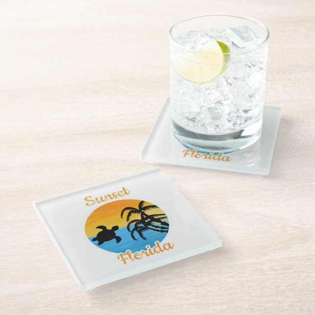 Cute Sunset in Florida    Glass Coaster (Angled)