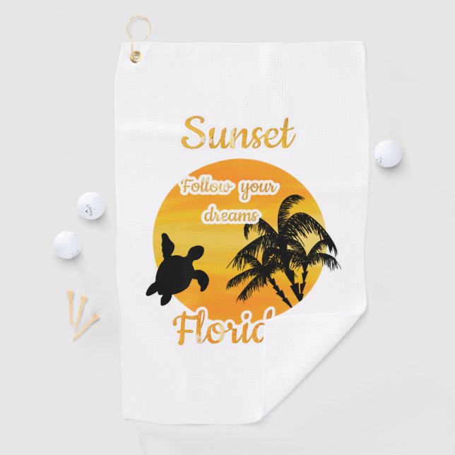 Cute Sunset in Florida   Golf Towel (InSitu)