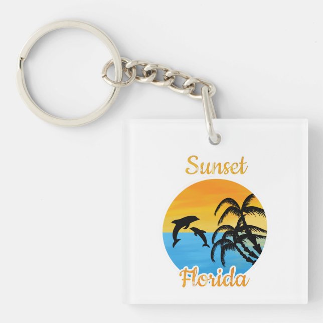 Cute Sunset in Florida  Key Ring (Front)