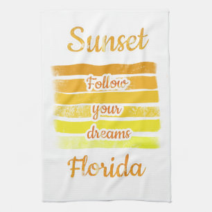 Cute Sunset in Florida   Tea Towel