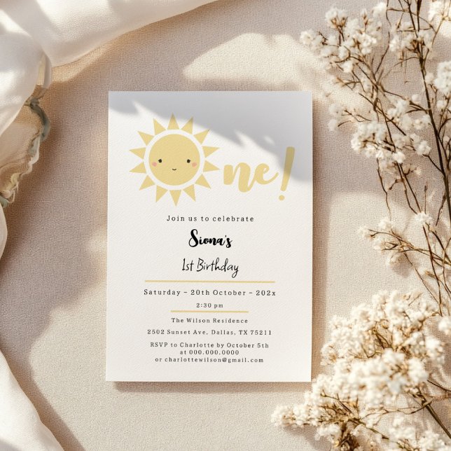 Cute Sunshine 1st Birthday Invitation (Creator Uploaded)