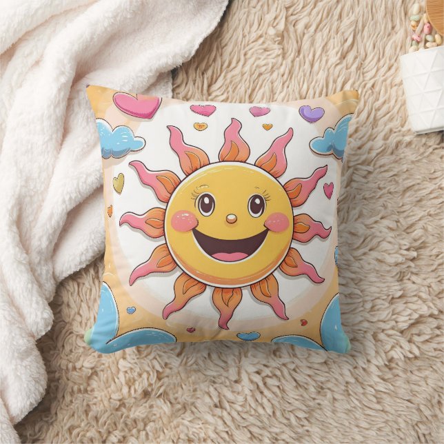 Cute Sunshine and Rainbows Kids Pattern Cushion (Blanket)