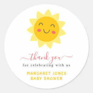 Cute Sunshine Baby Shower Thank You Sticker