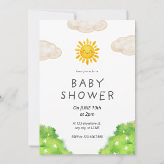 Cute Sunshine Garden Custom Baby Shower Invitation