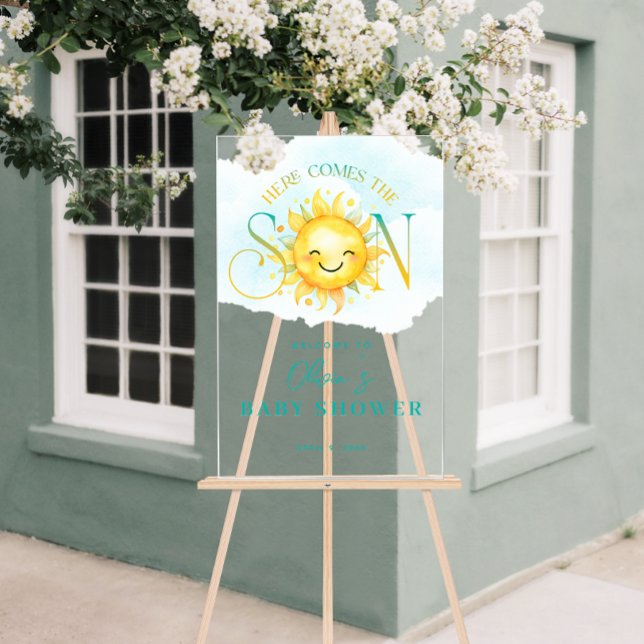 Cute Sunshine Here Comes the Son Baby Shower Acrylic Sign (Cute Sunshine Here Comes the Son Baby Shower Acrylic Sign)
