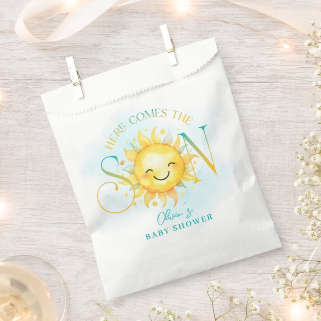 Cute Sunshine Here Comes the Son Baby Shower Favour Bags (Clipped)