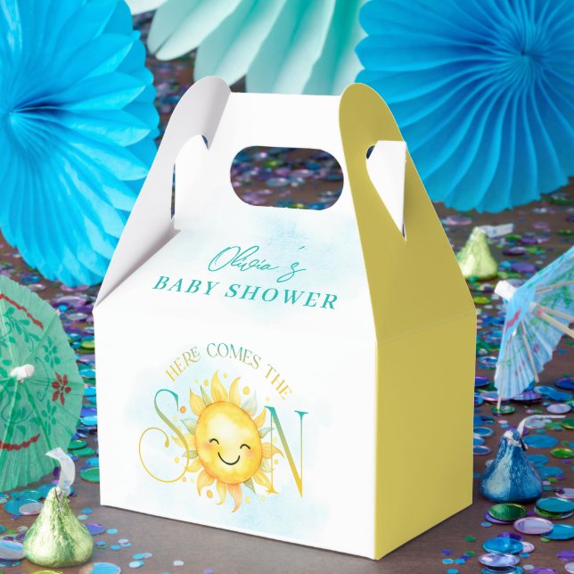 Cute Sunshine Here Comes the Son Baby Shower Favour Box (Party)