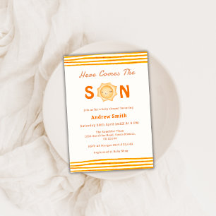 Cute Sunshine Here Comes The Son Baby Shower  Invitation
