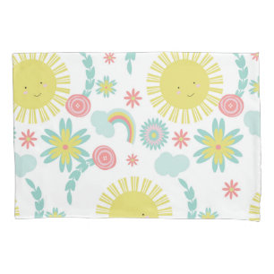 Cute Sunshine Rainbow Floral Summer Pillowcase