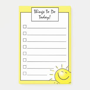 Cute Sunshine Smile Face Checkbox To Do List Post-it Notes