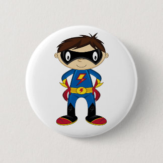 Cute Superhero Boy 6 Cm Round Badge