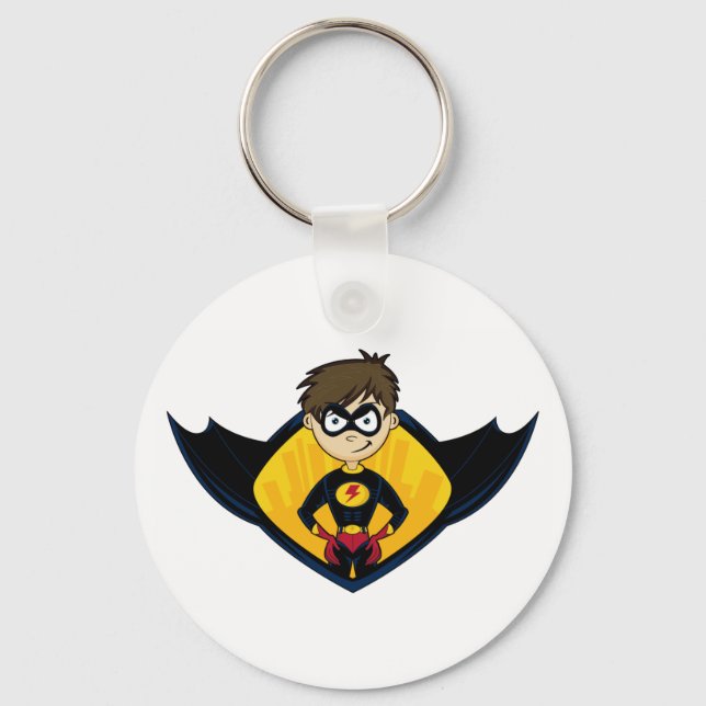Cute Superhero Boy Keychain (Front)