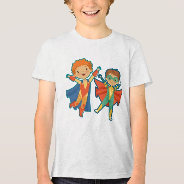Cute Superhero Boys Tri-Blend Shirt (Front)