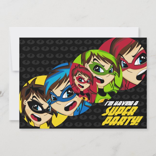 Cute Superhero Girl Party Invite (Front)