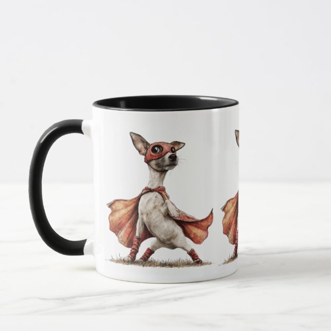 Cute Superhero Jack Russell Dog Mask Cape  Mug (Left)