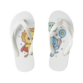 Cute Superhero Lion and Elephant Friends Cartoon Kid's Jandals