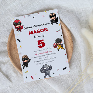 Cute superhero’s for the rescue Birthday Invitation