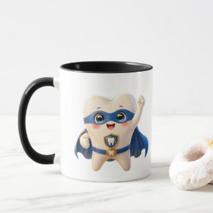 Cute Superhero Tooth Coffee Mug Dentist Gift