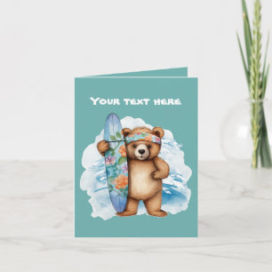 Cute surfing bear add text card
