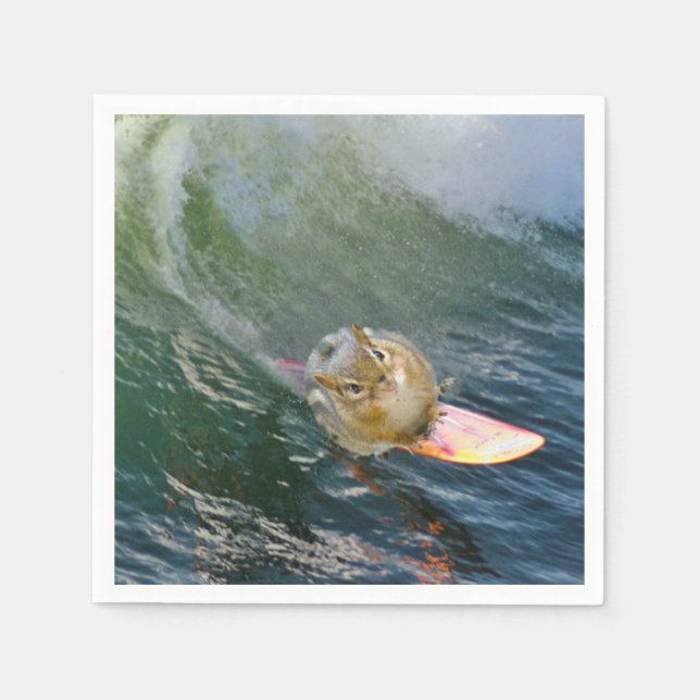 Cute Surfing Chipmunk Napkin (Front)