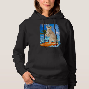 Cute Surfing Hawaiian Cat Lover Surfer Beach Summe Hoodie