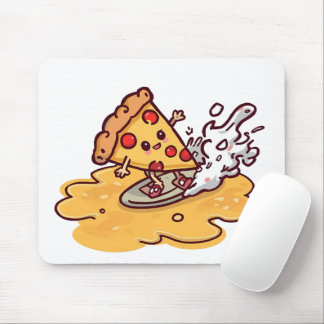 Cute Surfing Pizza Slice Mousepad